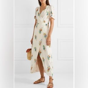 Madewell Blue and White Floral Wrap Dress
